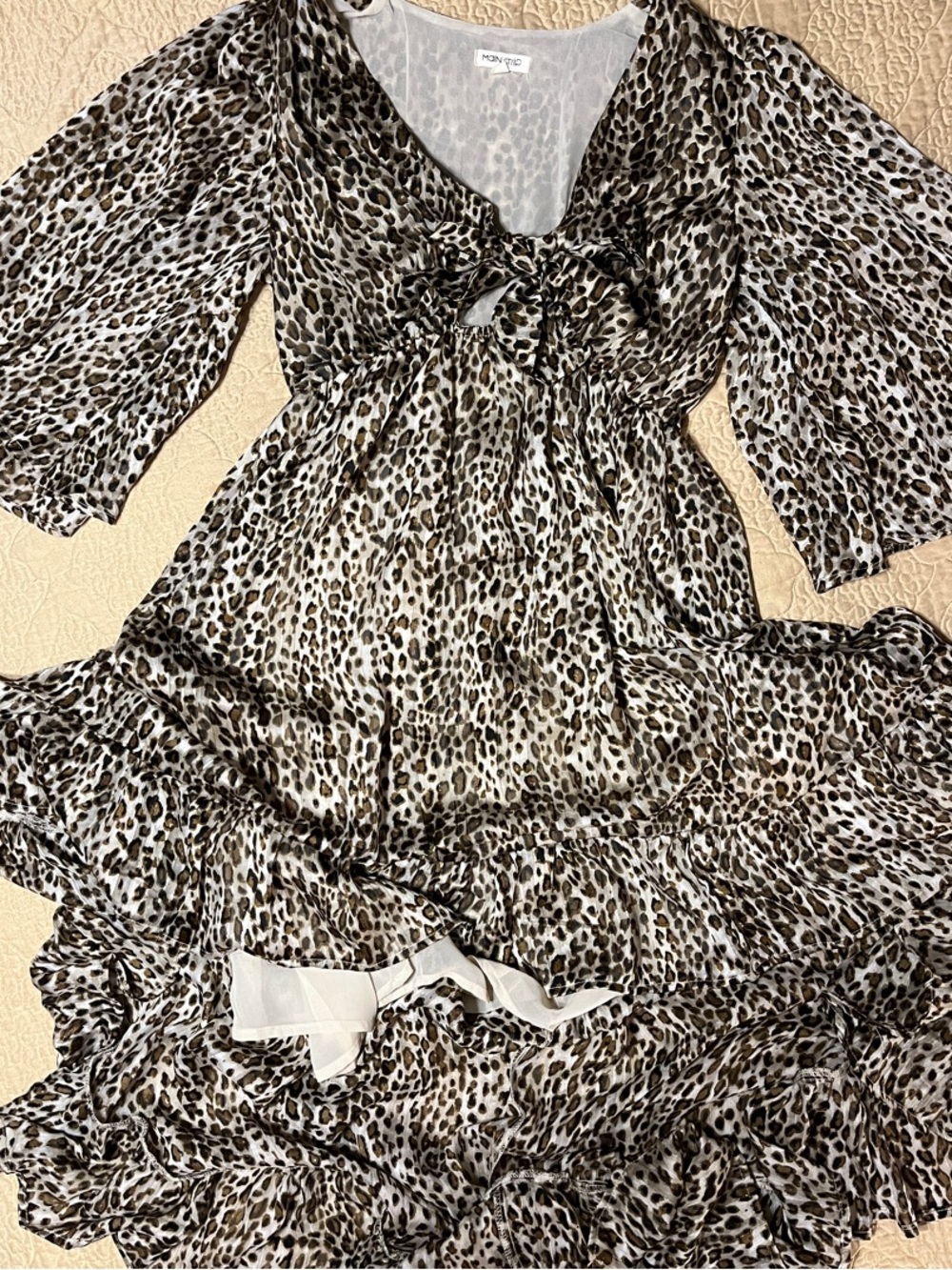 FUN Leopard-Print Asymmetrical V-Neck Dress